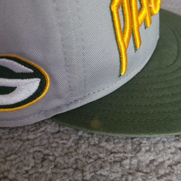 Green Bay Packers Hat Cap Snapback Adult Medium Large Gray Green New Era 9Fifty - Picture 3 of 12